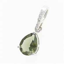 Silver pendant with moldavite and cubic zirconia 328Z