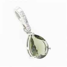 Silver pendant with moldavite and cubic zirconia 328Z