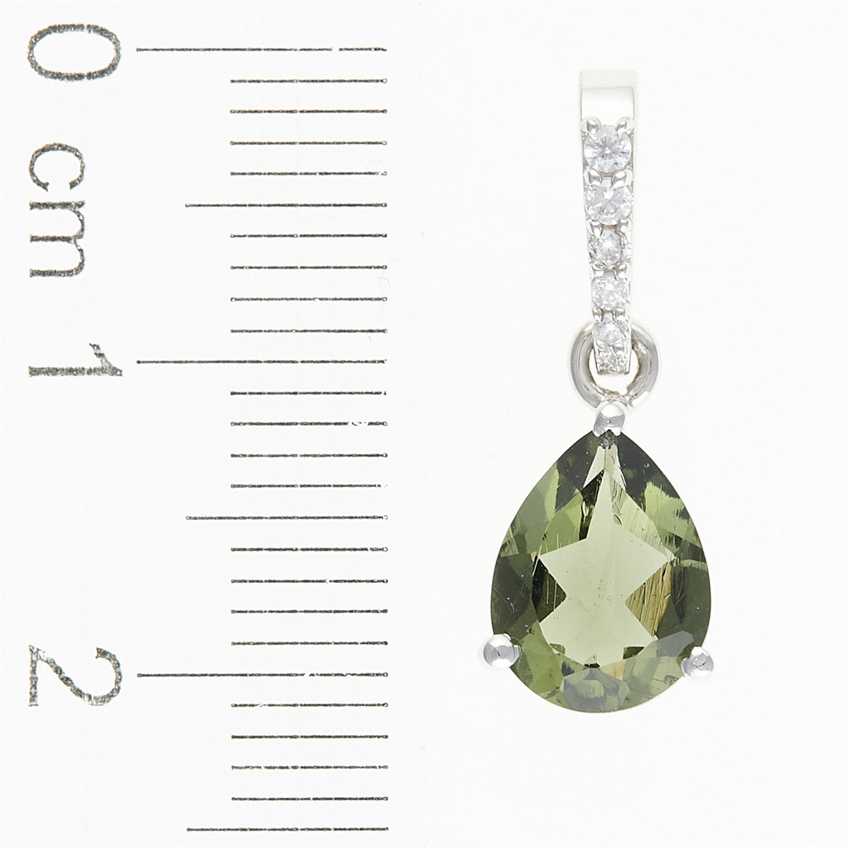 Silver pendant with moldavite and cubic zirconia 328Z
