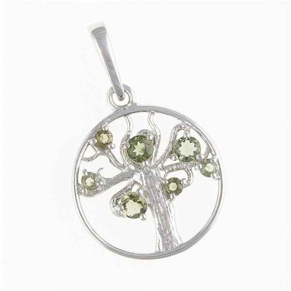 Silver pendant with moldavites - Tree of life 365