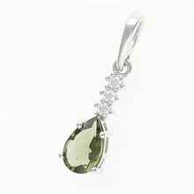 Silver pendant with moldavite and cubic zirconia 411Z