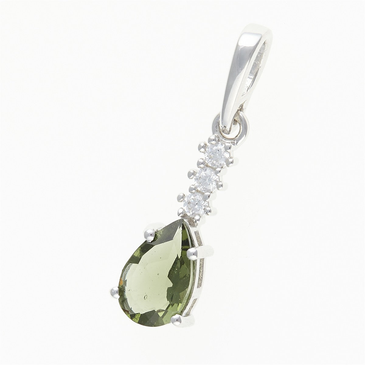 Silver pendant with moldavite and cubic zirconia 411Z