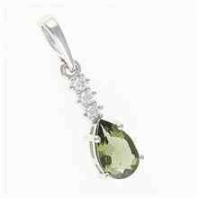Silver pendant with moldavite and cubic zirconia 411Z