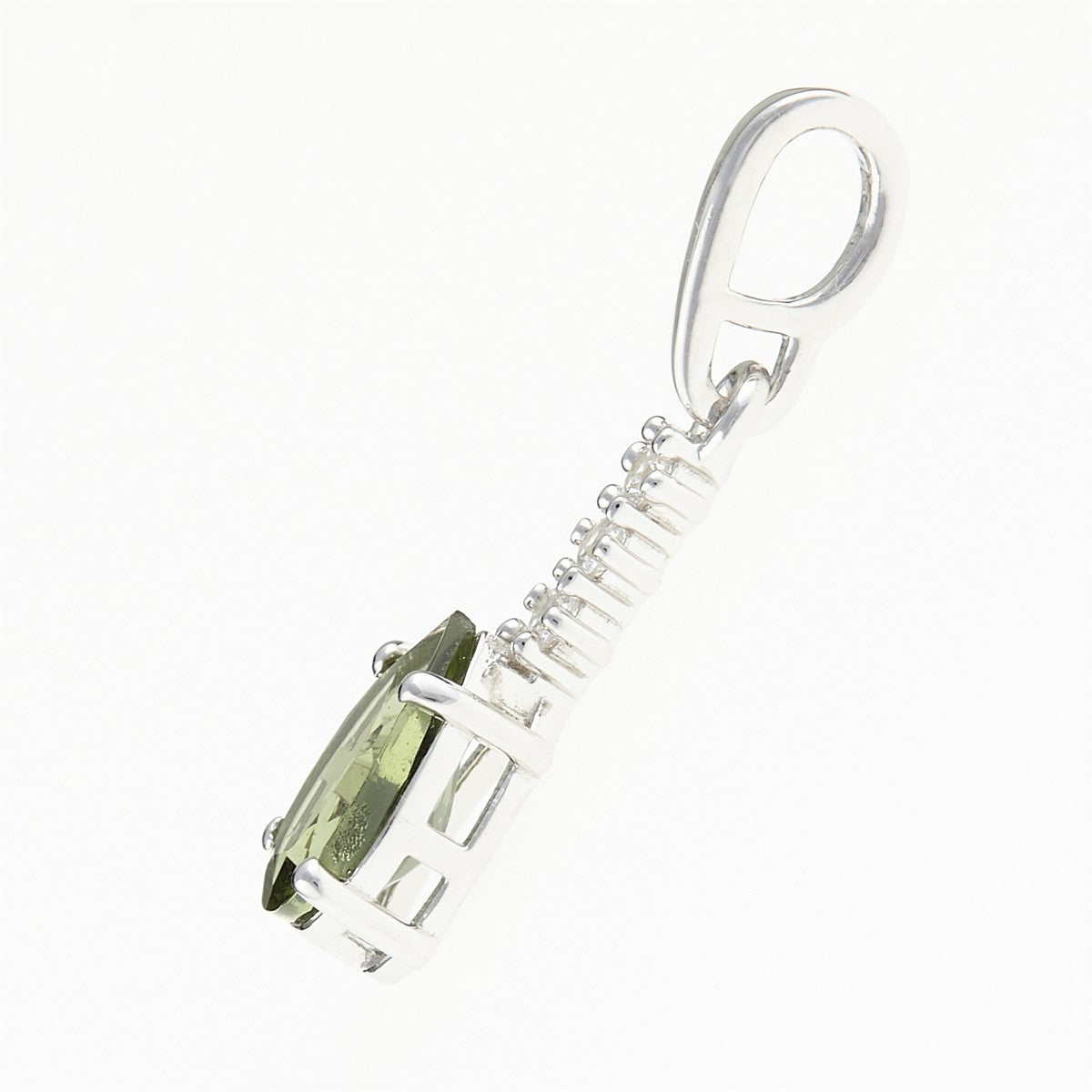 Silver pendant with moldavite and cubic zirconia 411Z