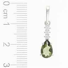 Silver pendant with moldavite and cubic zirconia 411Z