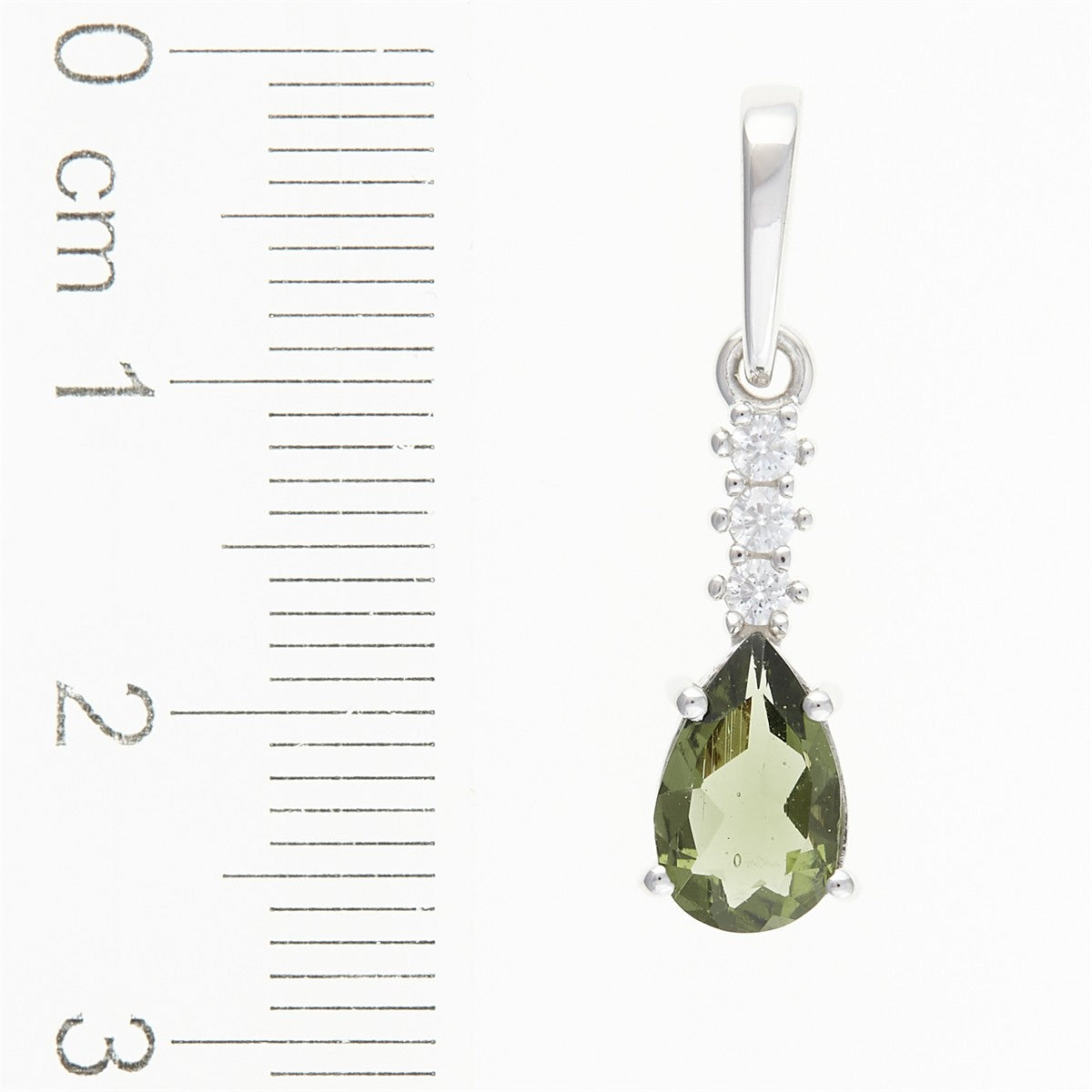 Silver pendant with moldavite and cubic zirconia 411Z