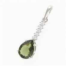Silver pendant with moldavite and cubic zirconia 412Z