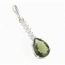 Silver pendant with moldavite and cubic zirconia 412Z