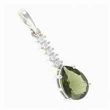Silver pendant with moldavite and cubic zirconia 412Z