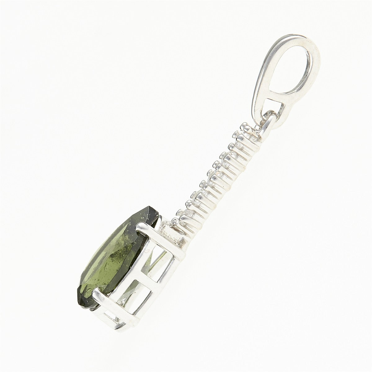 Silver pendant with moldavite and cubic zirconia 412Z