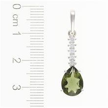 Silver pendant with moldavite and cubic zirconia 412Z