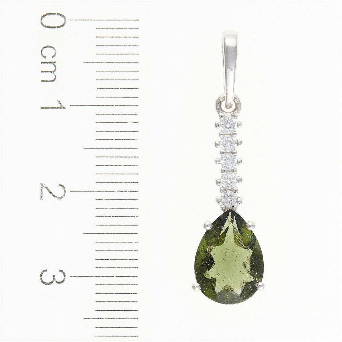 Silver pendant with moldavite and cubic zirconia 412Z