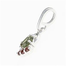 Silver pendant with moldavite and garnets - heart 414G