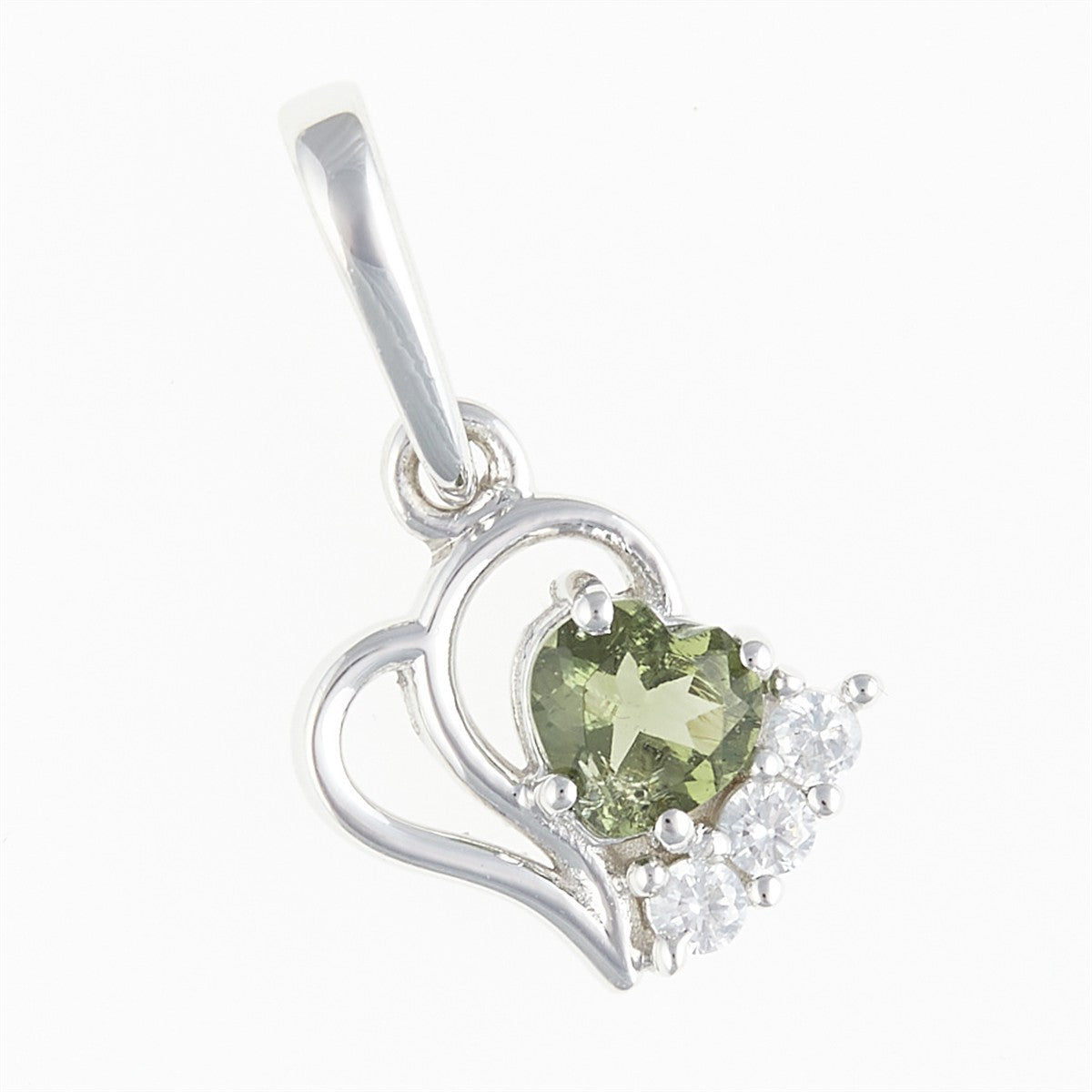 Silver pendant with moldavite and cubic zirconia 414Z