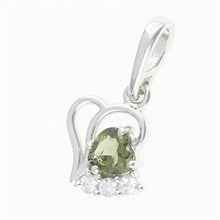 Silver pendant with moldavite and cubic zirconia 414Z