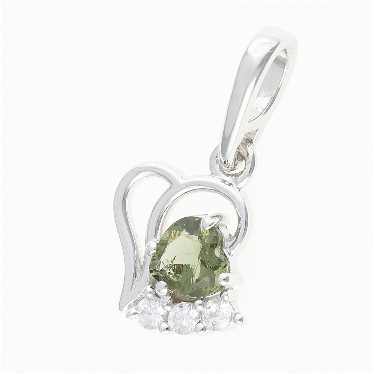 Silver pendant with moldavite and cubic zirconia 414Z