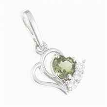 Silver pendant with moldavite and cubic zirconia 414Z