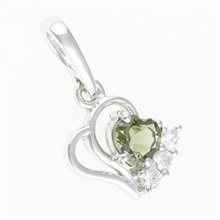 Silver pendant with moldavite and cubic zirconia 414Z