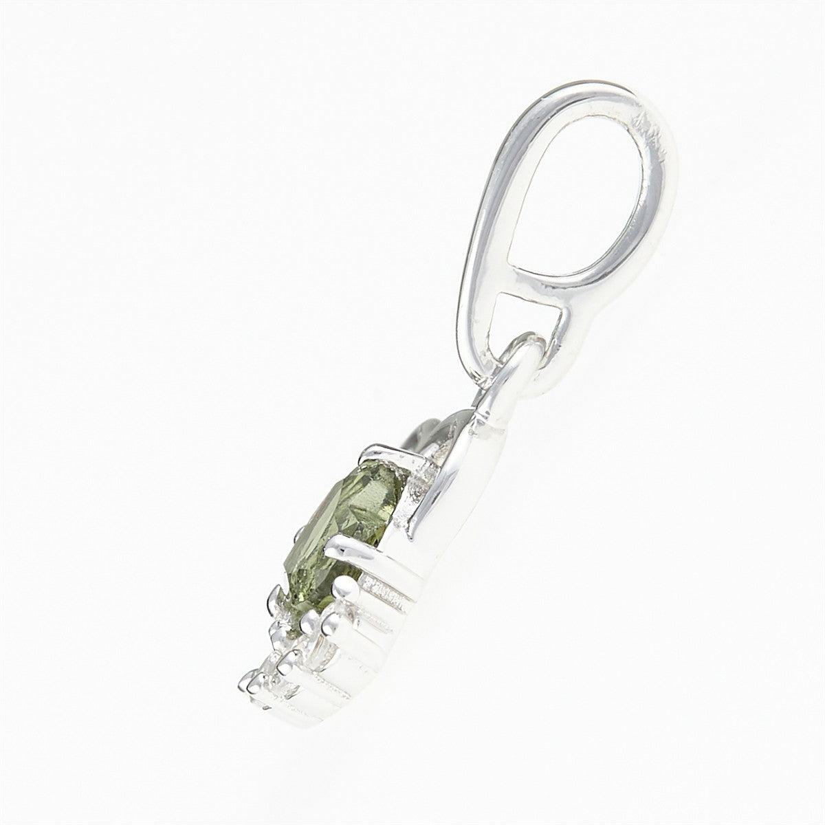Silver pendant with moldavite and cubic zirconia 414Z