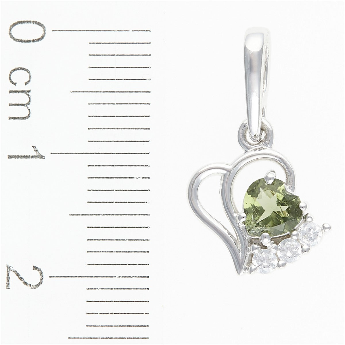 Silver pendant with moldavite and cubic zirconia 414Z