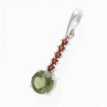 Silver pendant with moldavite and garnets 434G