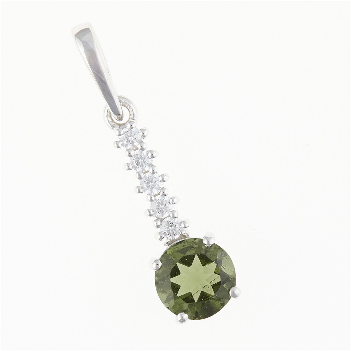 Silver pendant with moldavite and cubic zirconia 434Z