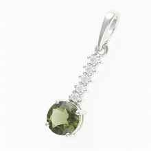 Silver pendant with moldavite and cubic zirconia 434Z