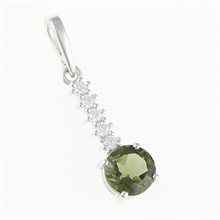 Silver pendant with moldavite and cubic zirconia 434Z