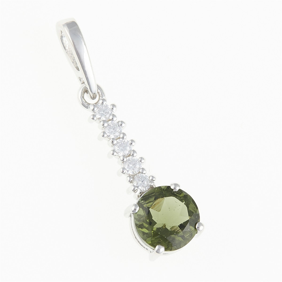 Silver pendant with moldavite and cubic zirconia 434Z