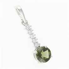 Silver pendant with moldavite and cubic zirconia 434Z