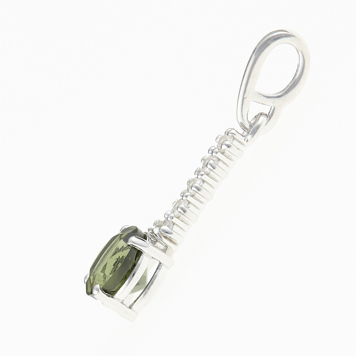 Silver pendant with moldavite and cubic zirconia 434Z