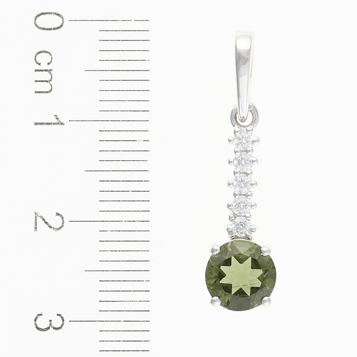 Silver pendant with moldavite and cubic zirconia 434Z