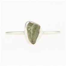 Silver ring with natural moldavite 011A