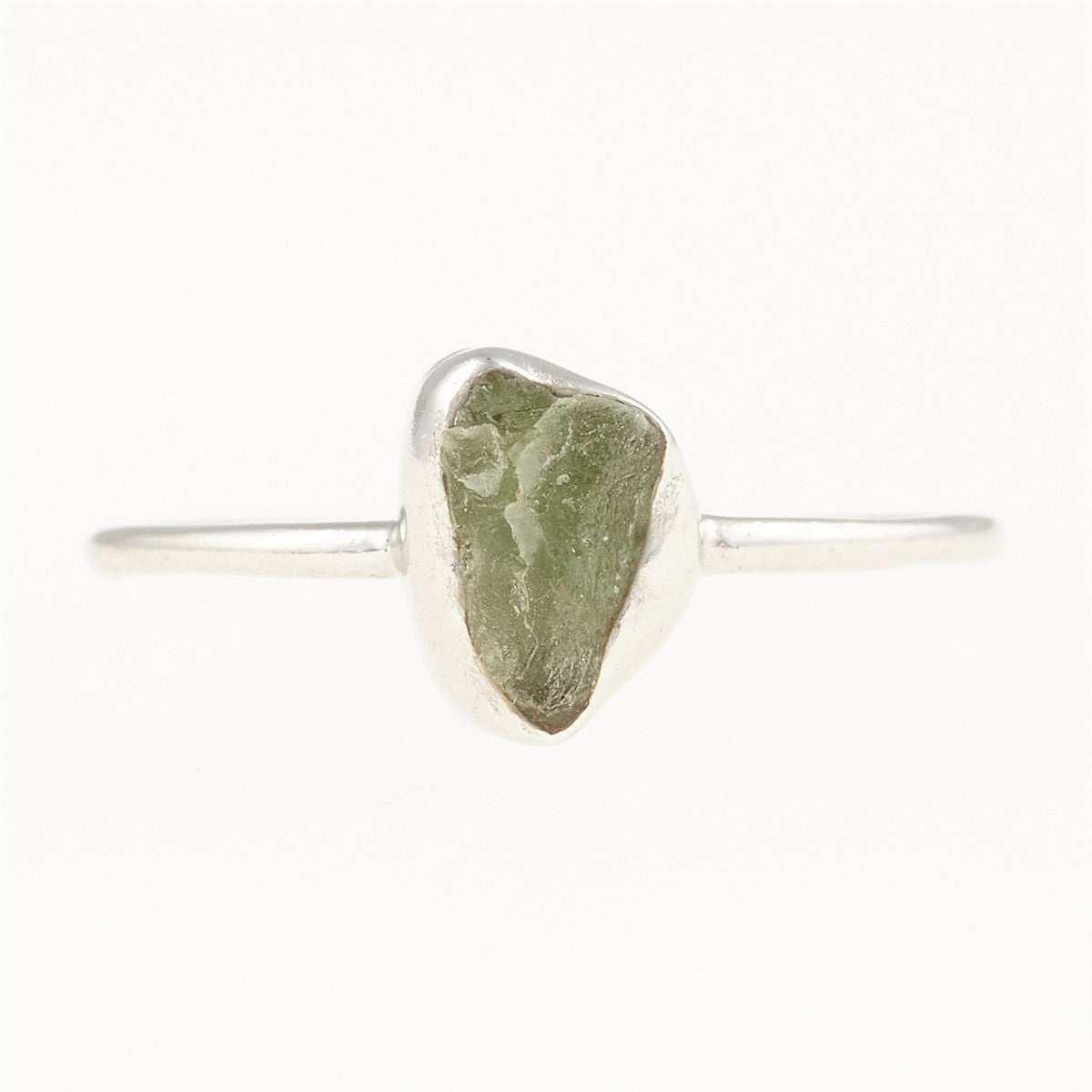 Silver ring with natural moldavite 011A