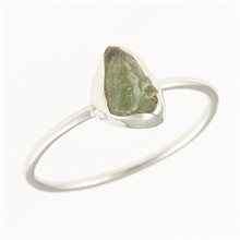 Silver ring with natural moldavite 011A