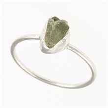 Silver ring with natural moldavite 011A