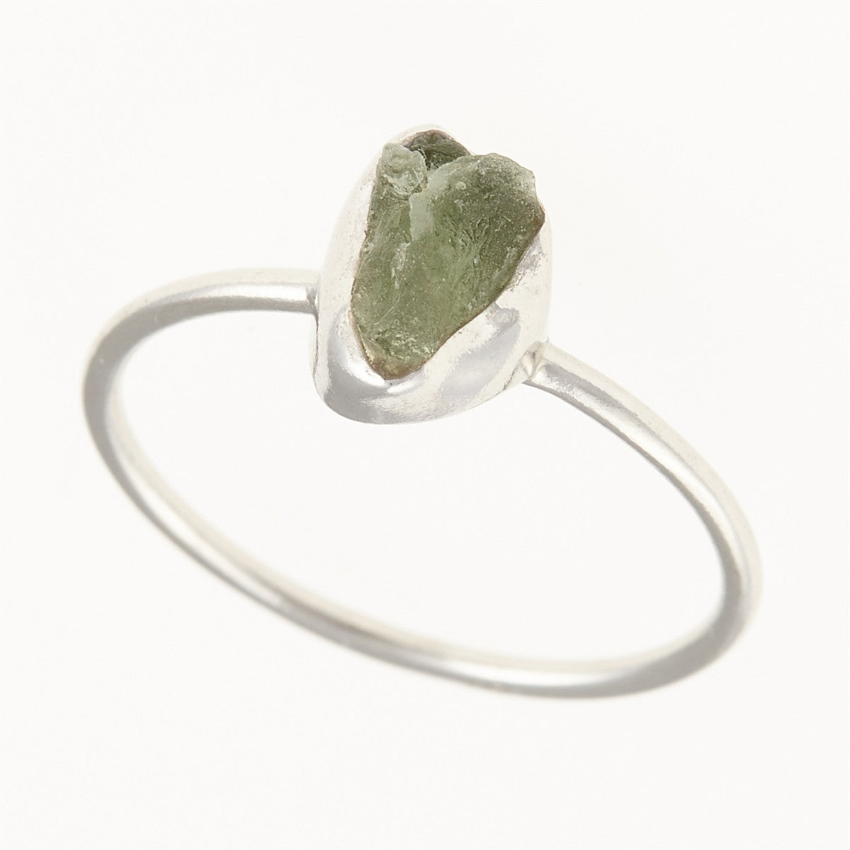 Silver ring with natural moldavite 011A