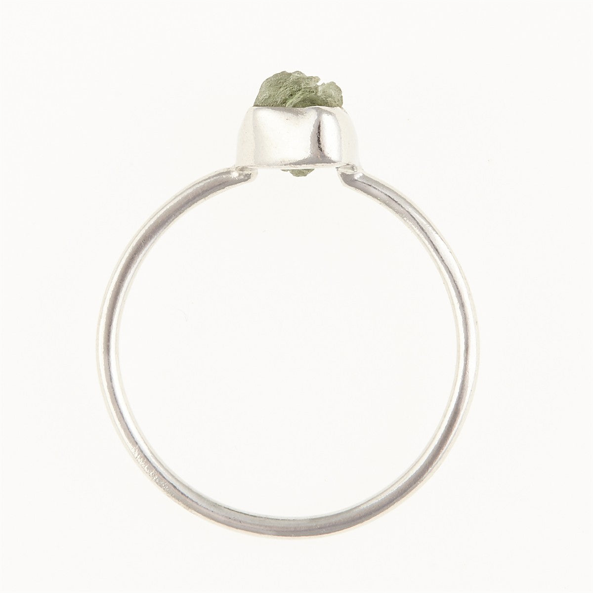 Silver ring with natural moldavite 011A