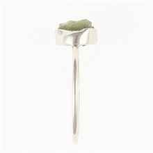 Silver ring with natural moldavite 011A