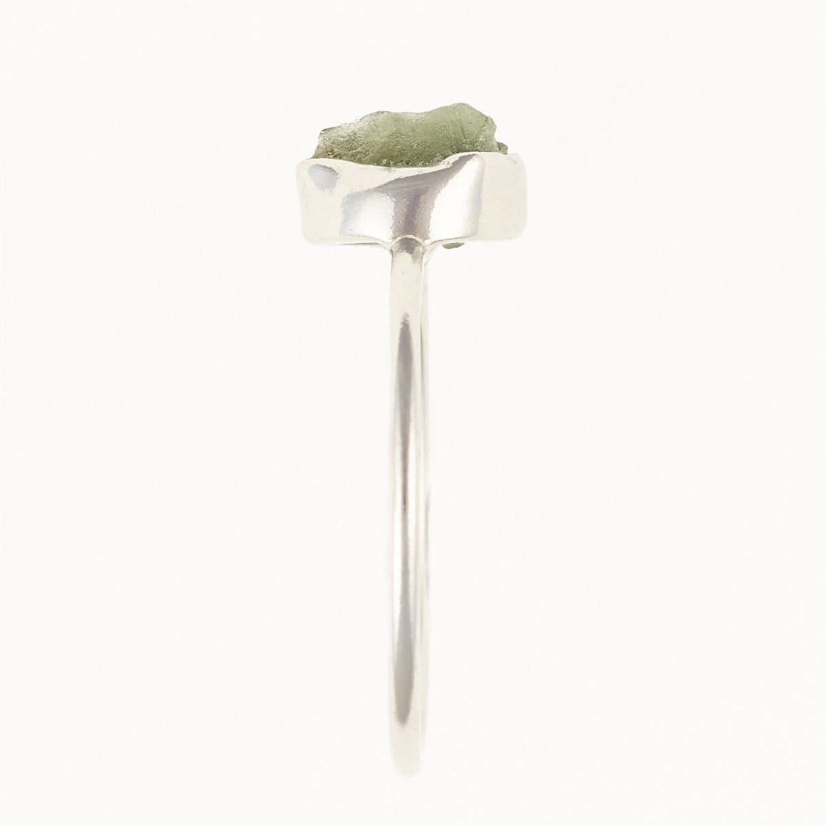 Silver ring with natural moldavite 011A