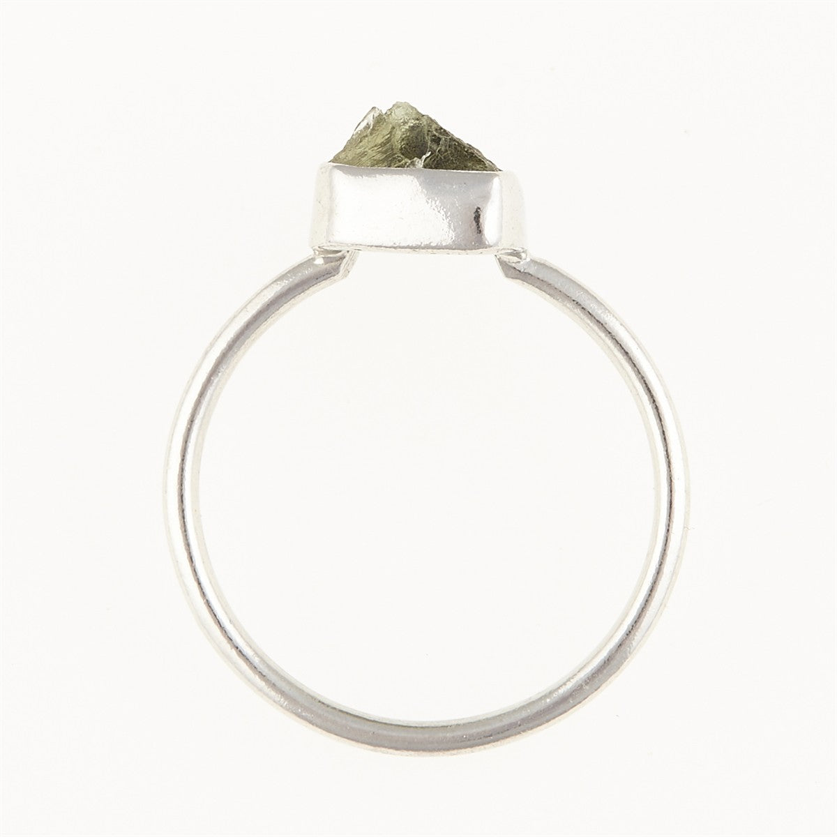 Silver ring with natural moldavite 011B