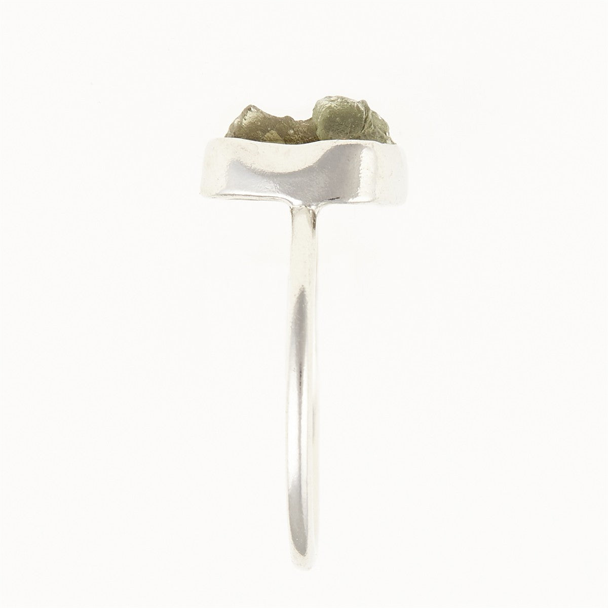 Silver ring with natural moldavite 011B