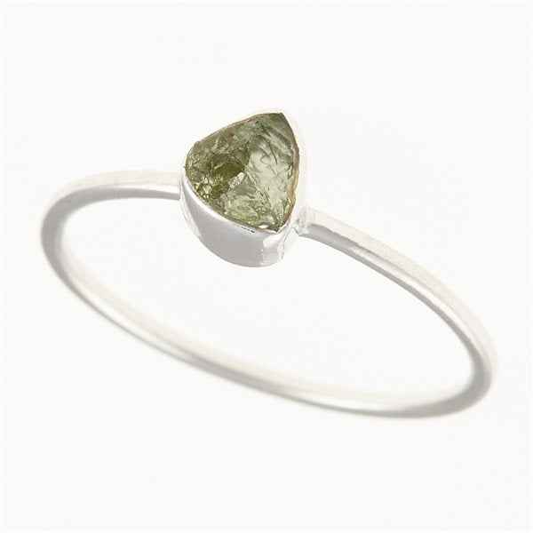 Silver ring with natural moldavite 011D