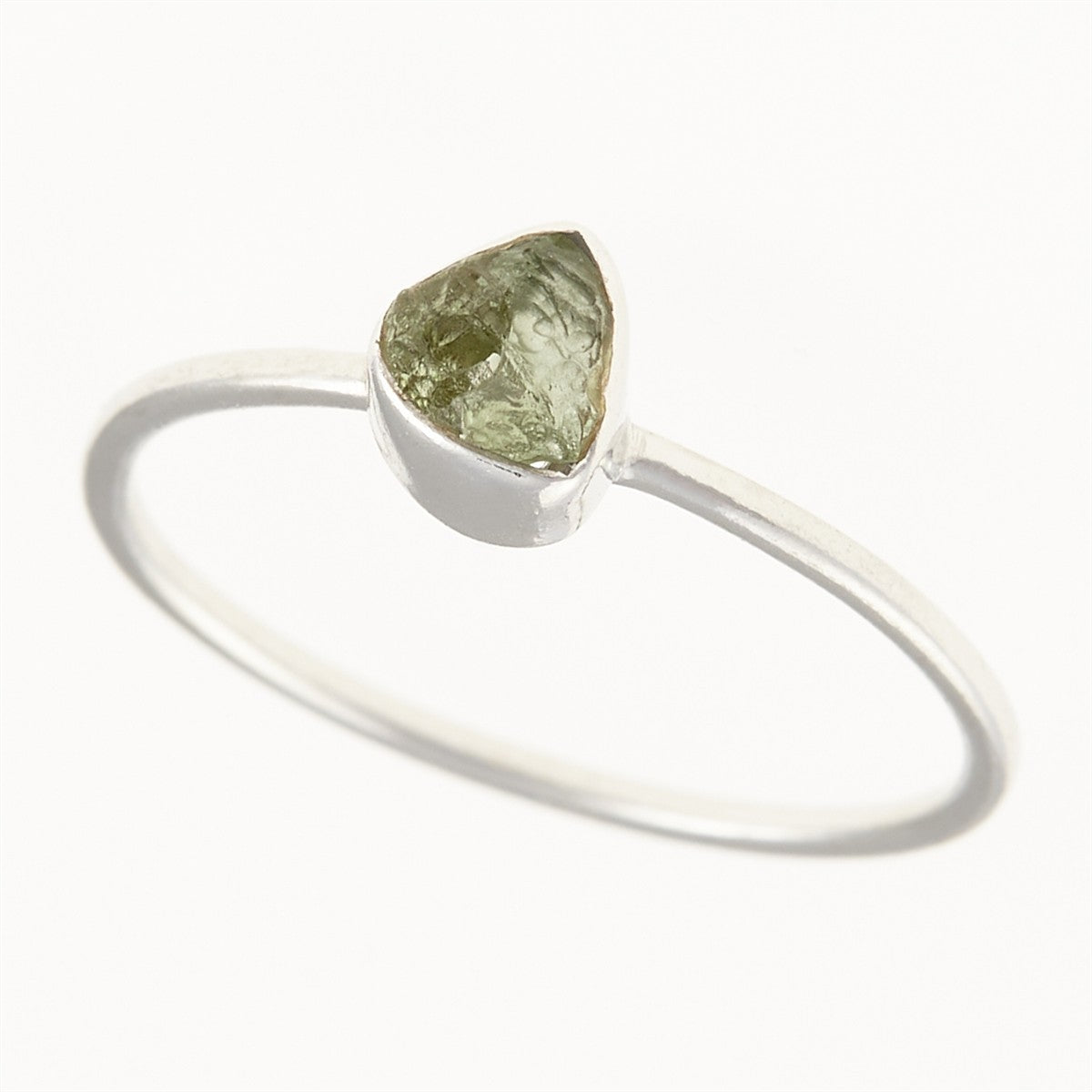 Silver ring with natural moldavite 011D