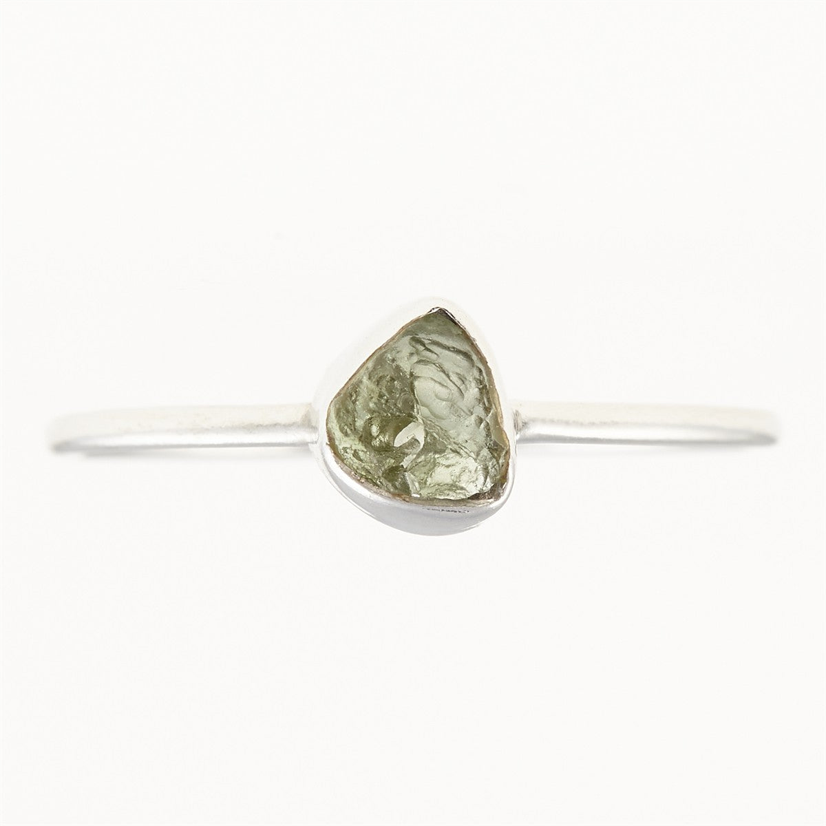 Silver ring with natural moldavite 011D