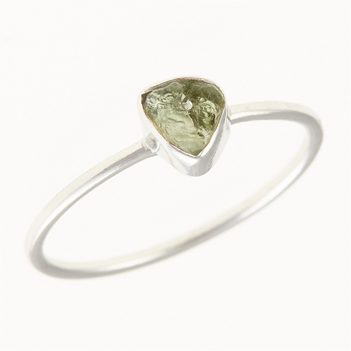 Silver ring with natural moldavite 011D
