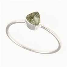 Silver ring with natural moldavite 011D