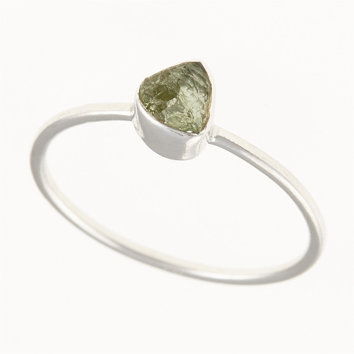 Silver ring with natural moldavite 011D
