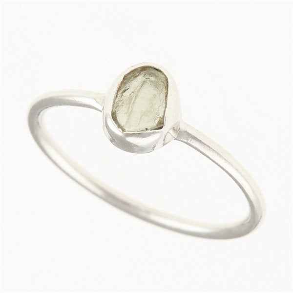 Silver ring with natural moldavite 011F