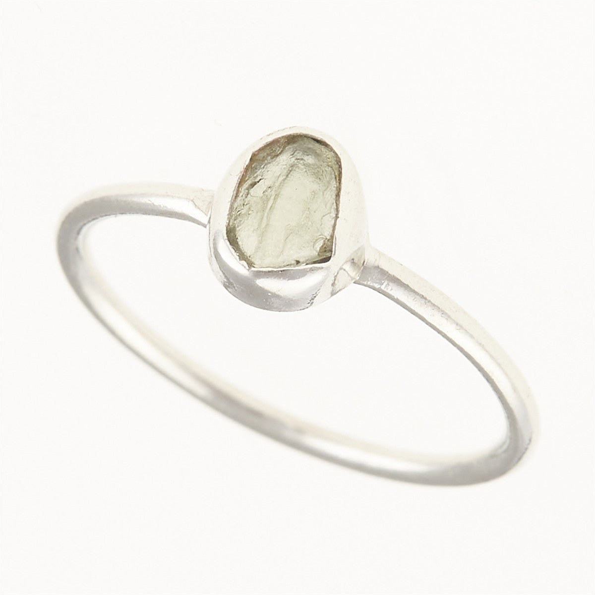 Silver ring with natural moldavite 011F